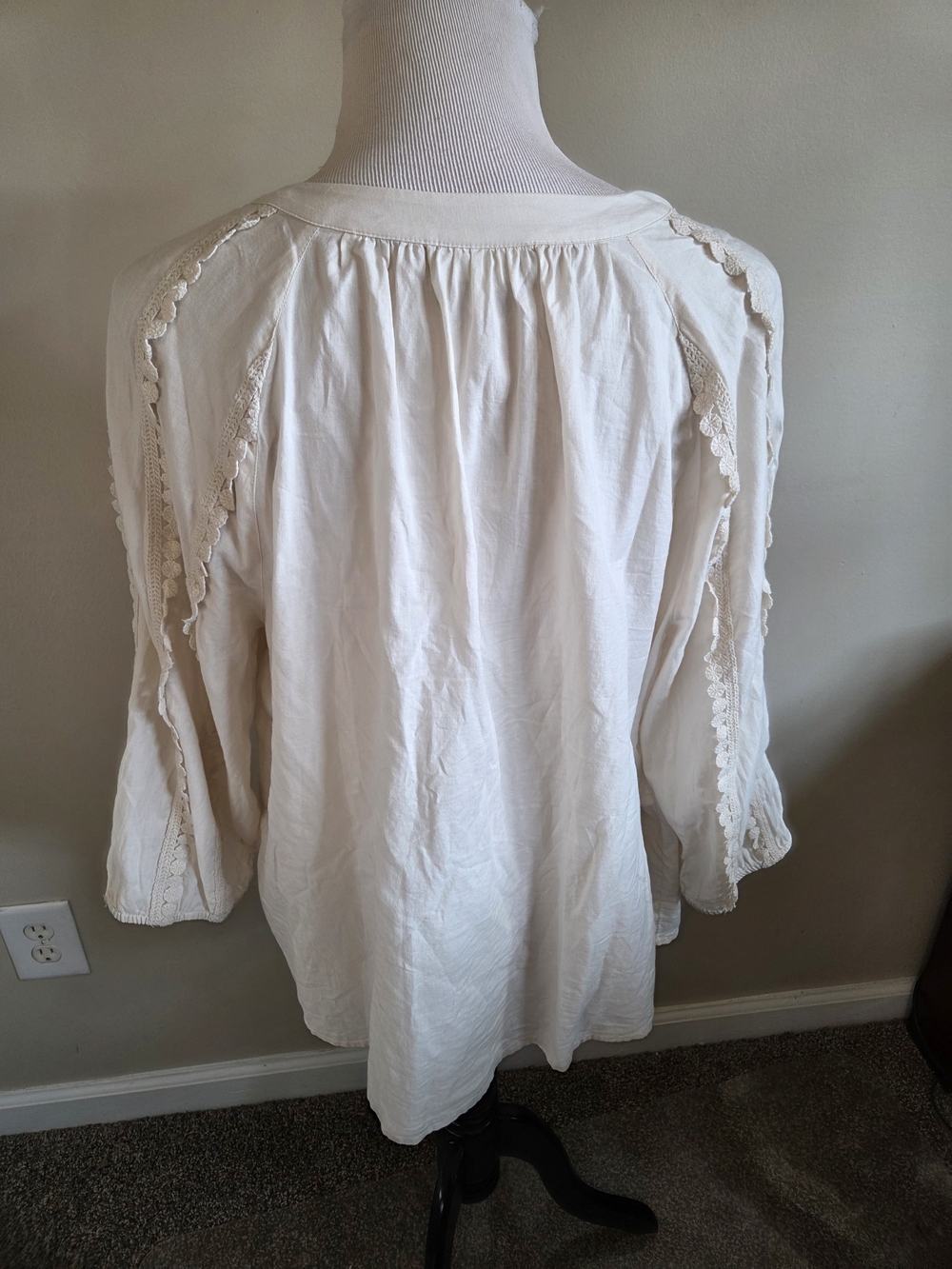 J. Jill Cream Button-Front Peasant Blouse - Picture 11 of 13